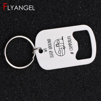 

Fashion Engraved Bottle Opener Keychain Stamped We Ship Around Camper Life High Quality Key Holder Camper lover Keyring Gifts