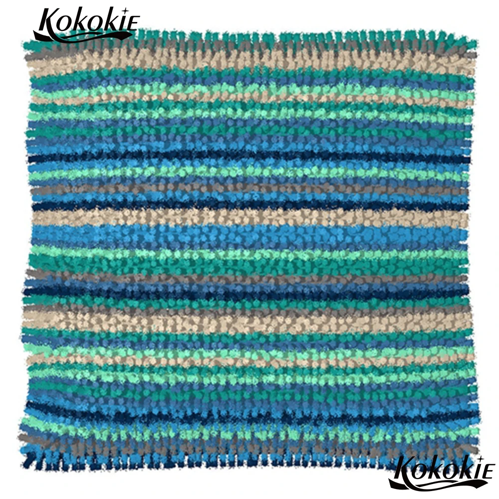 

Latch hook rug Horizontal stripe carpet cross stitch kits embroidery yarn handicraft pillow DIY Cushion Patchwork Pillowcase