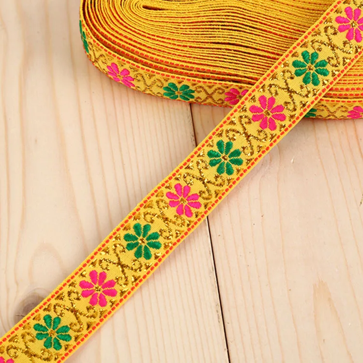 

7 Yards Polyester Flower Embroidery Ethnic Lace Ribbon Trims DIY Clothing Dress Sewing Garment Handmade Materials 2cm Wide