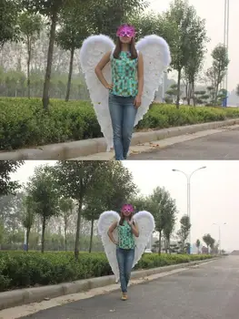 

Custom Unique nice high quality large size Angel Feather Wings stage performance COSPLAY props Heart of love EMS Free shipping