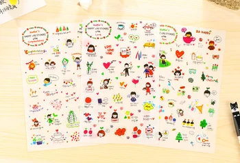 

6pcs Kawaii girl happy life pvc Transparent Organizer Calendar Diary Book Planner Sticker Scrapbook Decoration Sticker papeleria