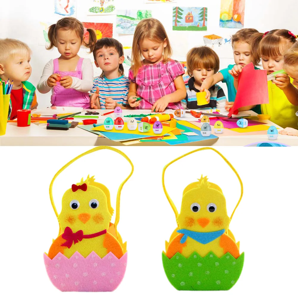 

Cute Easter Decorative Eggs Basket Non-Woven Portable Bag For Chocolate Candies Treats Goodies Party Favor (Random Color)