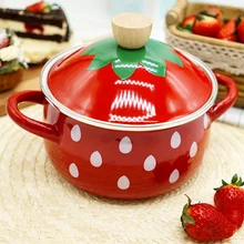 Эмалированный горшок для приготовления супа, кухонная посуда, клубника, украшение дома