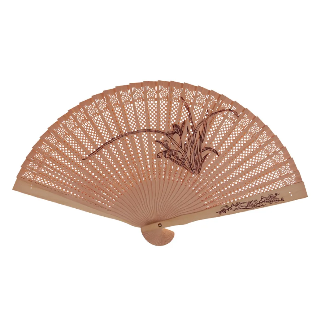 Hand fan bamboo Chinese Style personalized hand fans wedding favors Party Hollow Folding Hand Held Flower Fan L619 - Цвет: B