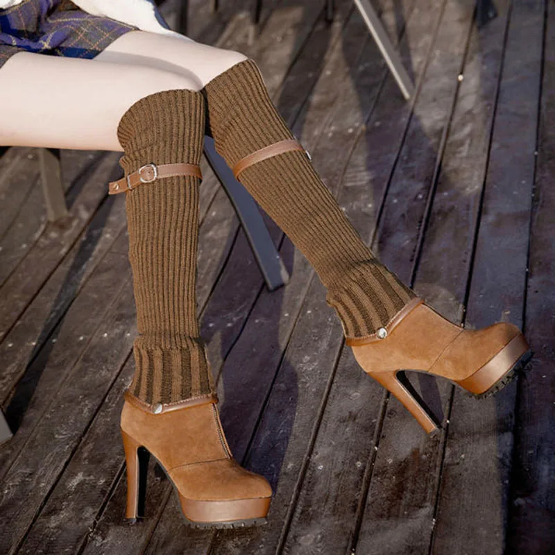 

Ladies Winter Shoes Suede Nubuck Thigh High Heels Women Over The Knee Boots PU Leather Woman Fashion Boots Autumn Size 35-39