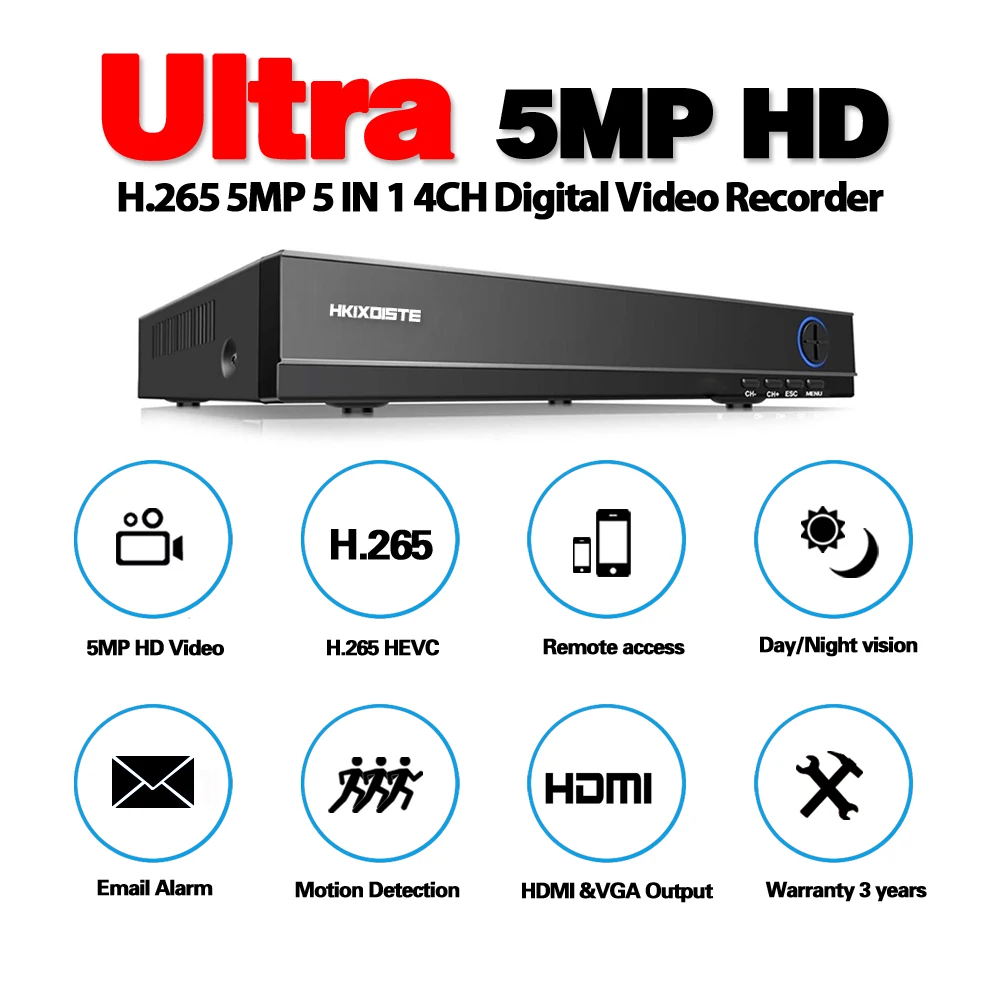 5 в 1 5MP AHD DVR NVR XVR CCTV 4Ch 8Ch 1080P 4MP 5MP Гибридный рекордеры для систем видеонаблюдения Камера Onvif RS485 ТАЗИКОВЫЕ от Управление P2P облако