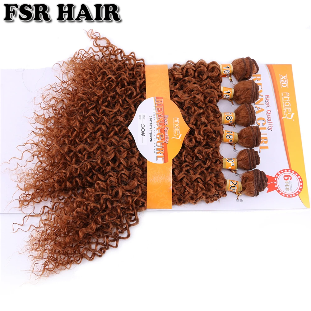 FSR Reyna вьющиеся завивка искусственных волос афро кудрявый пучки вьющихся волос 16-20 дюймов/6 шт./лот Омбрэ шиньон