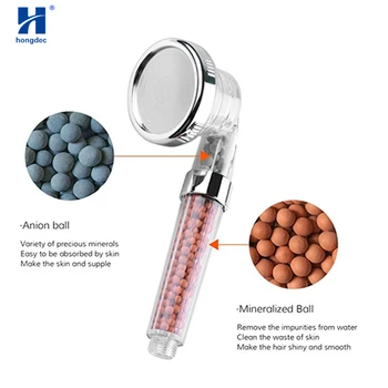 

Hongdec Bathroom Water Saving SPA 3 functions Ionic Filter Hand held Shower head Care for dry skin and hair loss