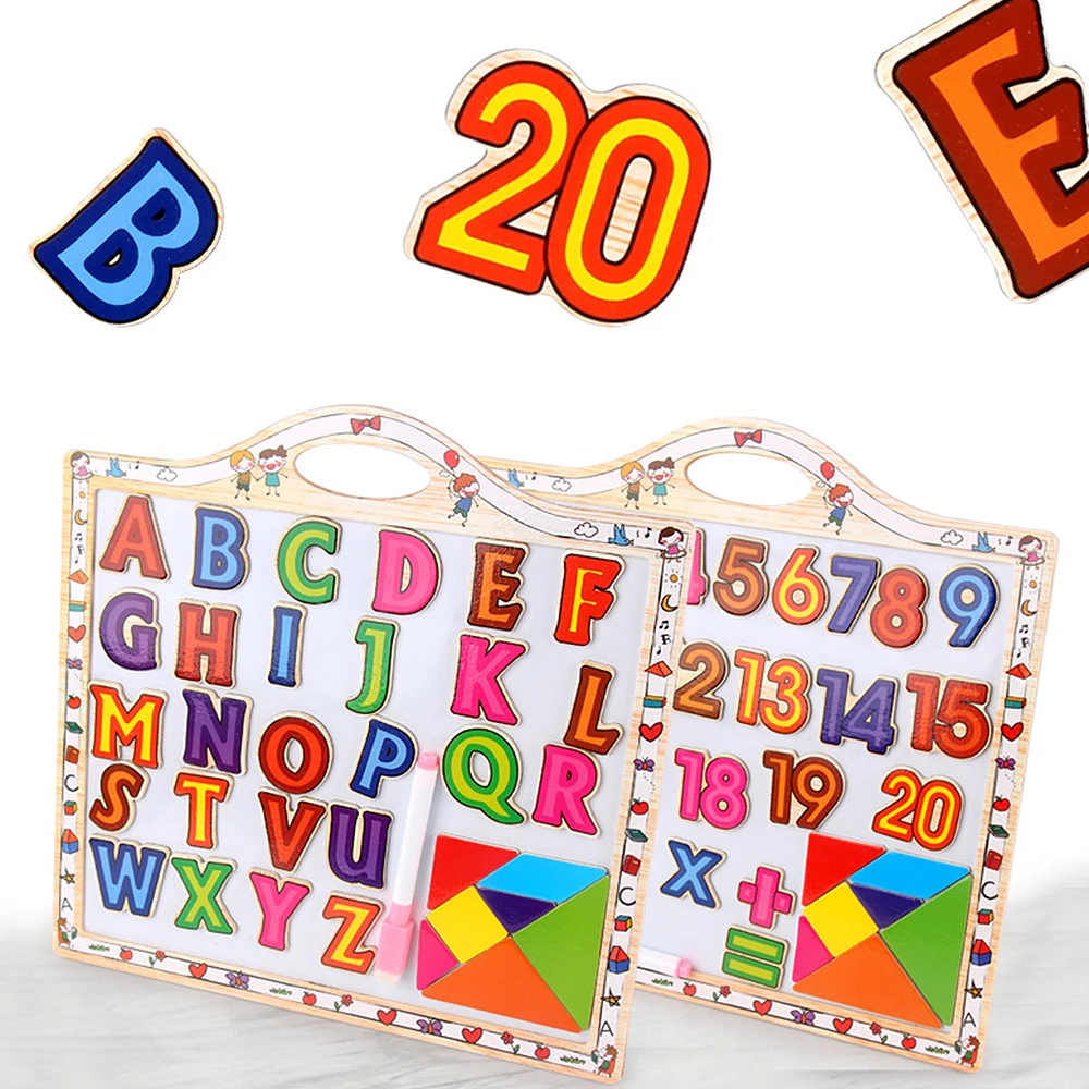 

Drawing Board Digital Letters Wooden Whiteboard Number Magnetic 3-6 Years Old Children Puzzle Early Education Learn Toys