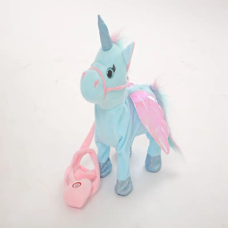 1 Piece Lovely Electric Walking Unicorn Plush Toy Soft Stuffed Animal Electronic Kids Doll Sing the Song for Baby Birthday Gifts