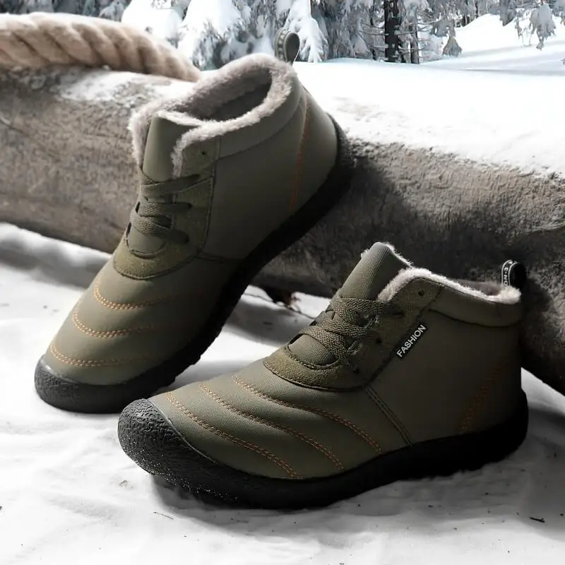 Зимние ботинки; мужские зимние ботинки; теплые водонепроницаемые непромокаемые ботинки на меху; нескользящая резиновая подошва; Повседневная обувь; Masculina bota - Цвет: Green
