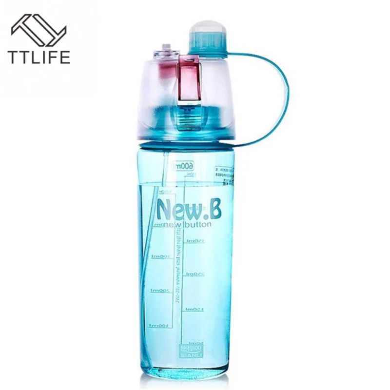 blue TTLIFE 1 шт. 400 мл/600 мл креативная бутылка для воды с распылителем портативная Спортивная бутылка с распылителем увлажняющая посуда для напитков - Цвет: blue