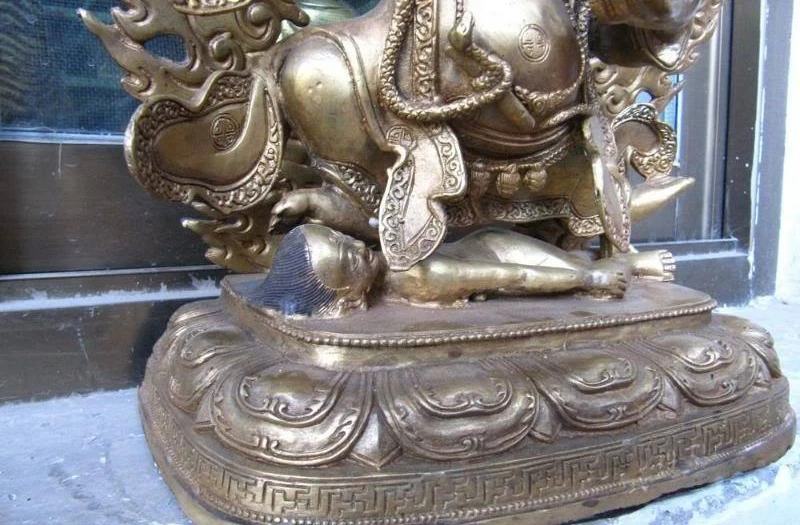 

16 Tibet Buddhism Fane old Bronze Copper gild Vajrapani Mahakala Buddha Statue