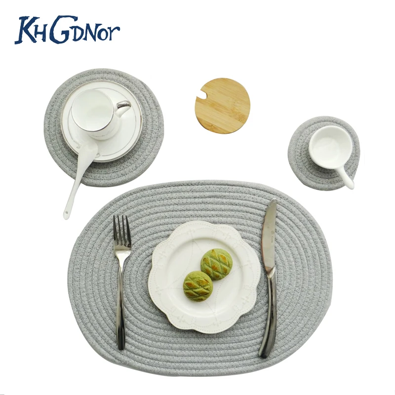 Khgdnor Placemat коврик хлопок лен Вязание чаша изоляционный круглый ручной работы