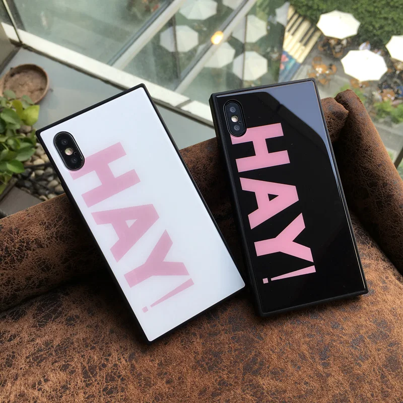 Для IPhone X 8 plus 7 6 6s квадратное закаленное стекло чехол для телефона сено письмо
