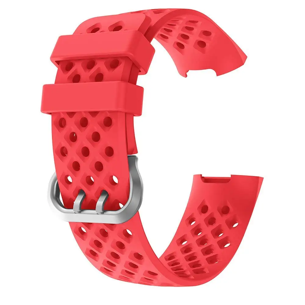 Fashion Sports Breathable Silicone Watchband Bracelet for Fitbit Charge 3 Smart Watch Wristband Strap Small Large (9)