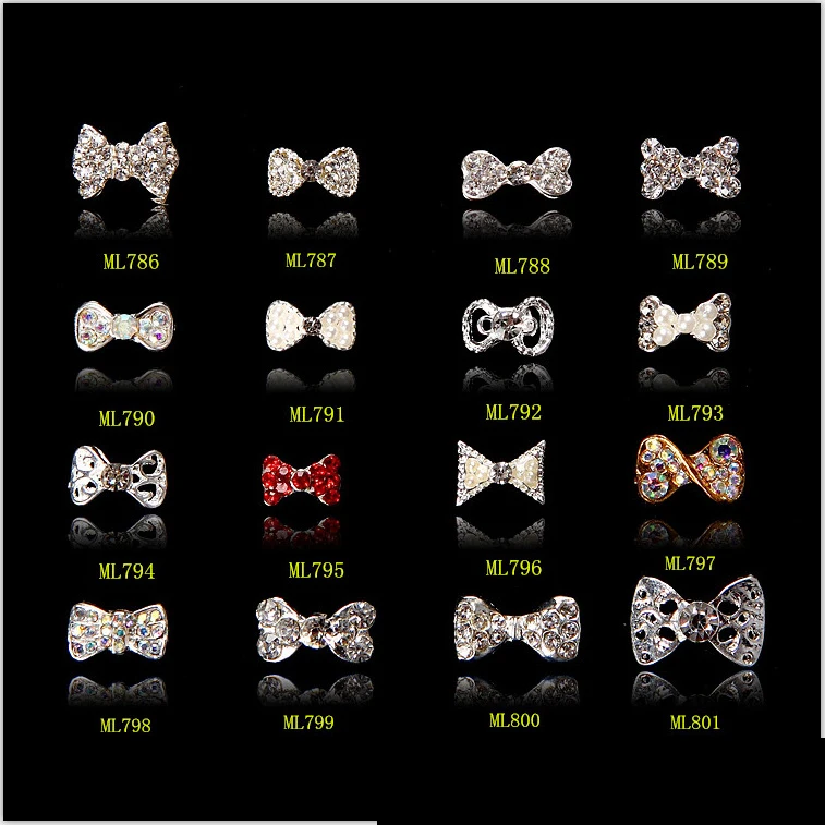 10pcs New Crystal Colourful Nail Rhinestone Alloy Art Decorations DIY Glitter Bow Diverse Jewelry Manicure Supplies | Красота и