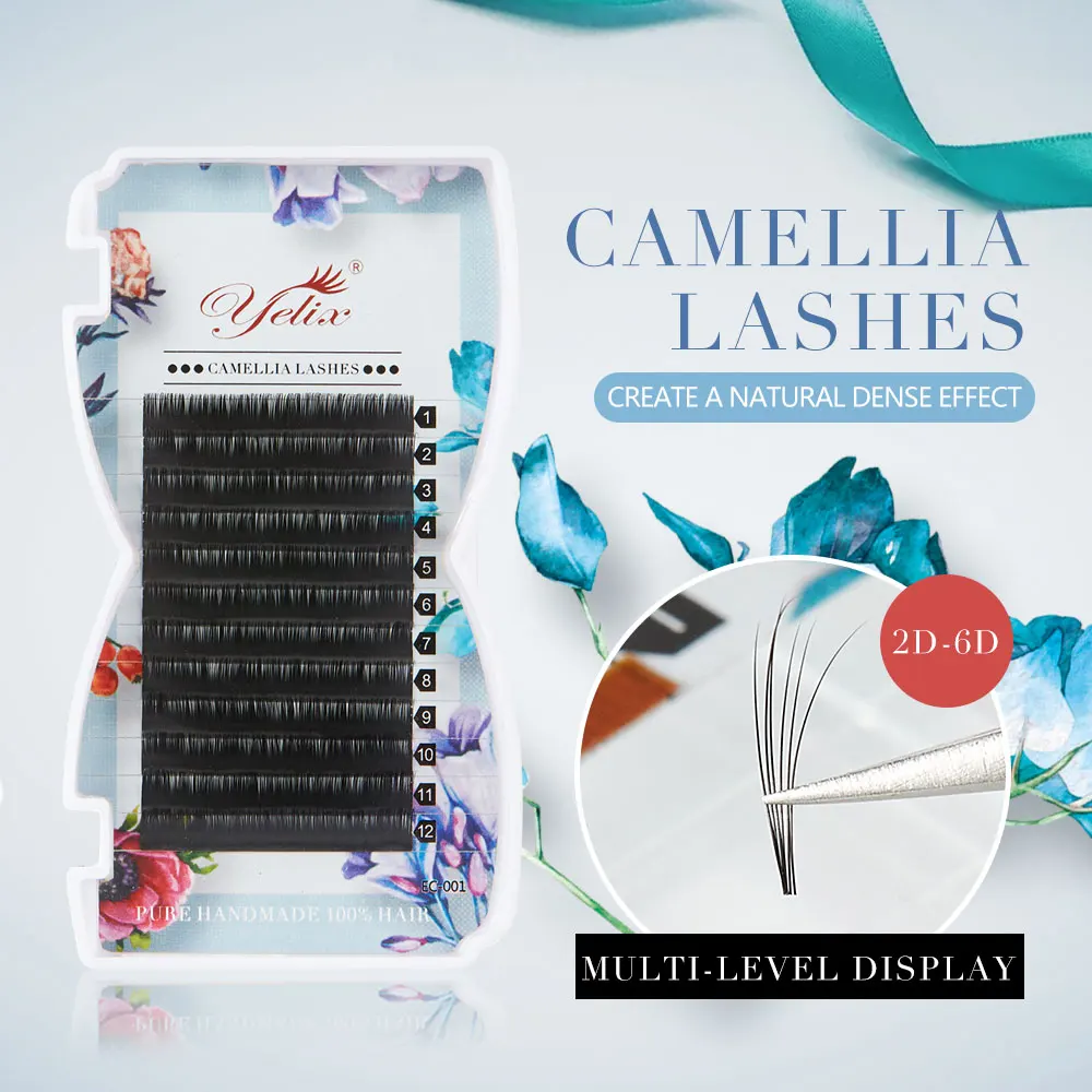 Ресницы YELIX 3D 6D Camellia с быстрым цветением объемные Искусственные ресницы для