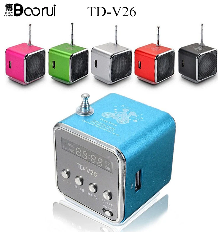 

TD-V26 Mini Speaker Portable Micro SD TF Card USB Disk musicAmplifier Stereo Loudspeaker for DVD Laptop Mobile Phone MP3 player