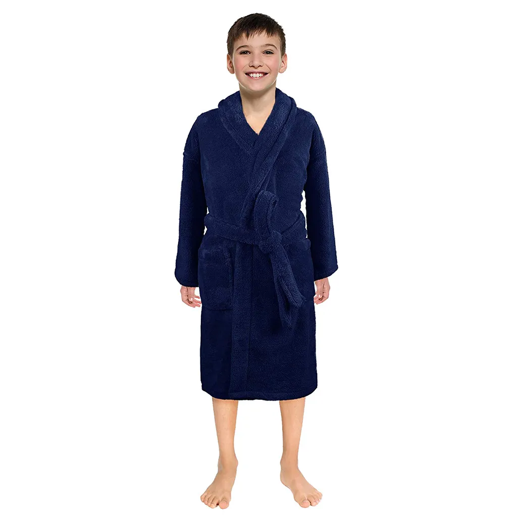 TELOTUNY/фланелевые банные халаты для маленьких мальчиков и девочек; однотонные фланелевые банные халаты; Ночная Пижама; одежда для сна; детский банный халат; Новинка; Dec5