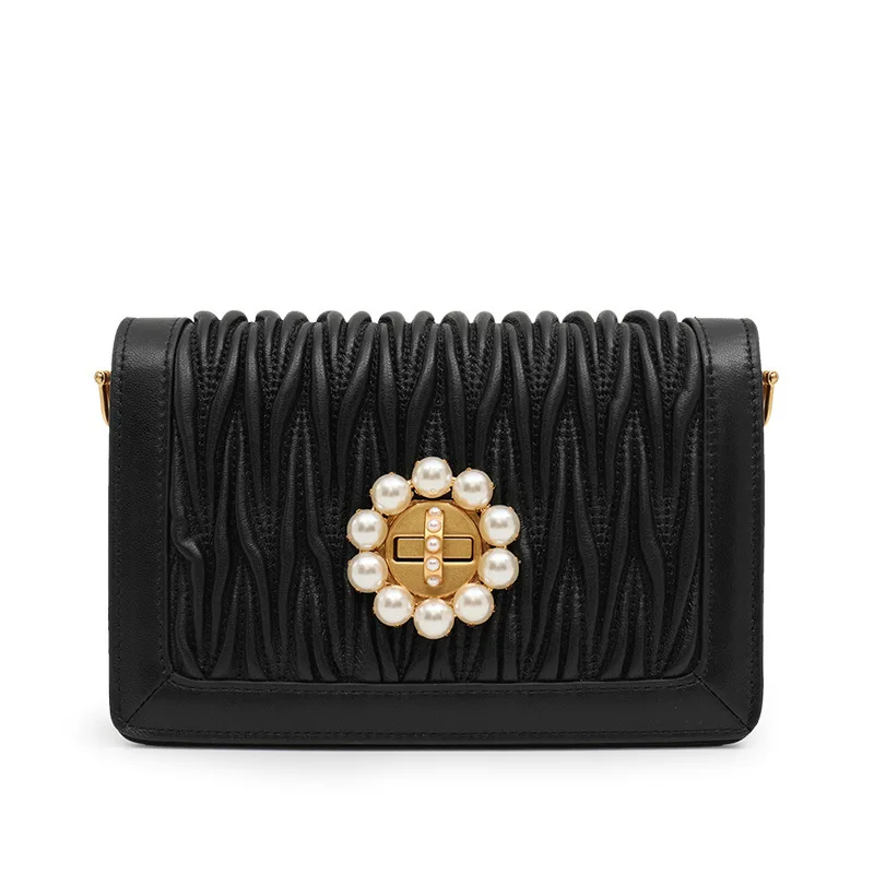

Sheepskin pleated bag Autumn and winter new ladies small fragrance single shoulder Messenger bag small square bag