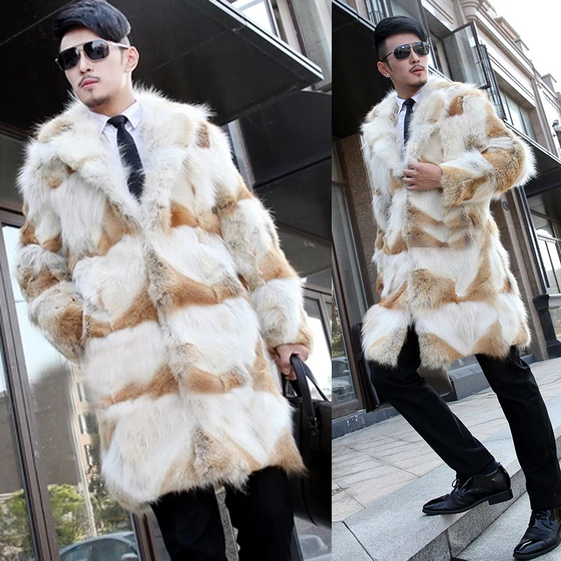 2016 New Winter Men's Long Luxury Natural Wolf Fur Coats Genuine Fur ...