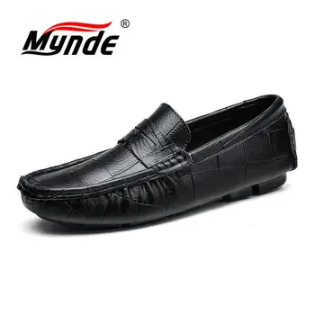 

Mynde New Men Casual Shoes Fashion Driving Men Shoes Genuine Leather Men Loafers Moccasins Slip On Men's Flats Plus Size 38-47