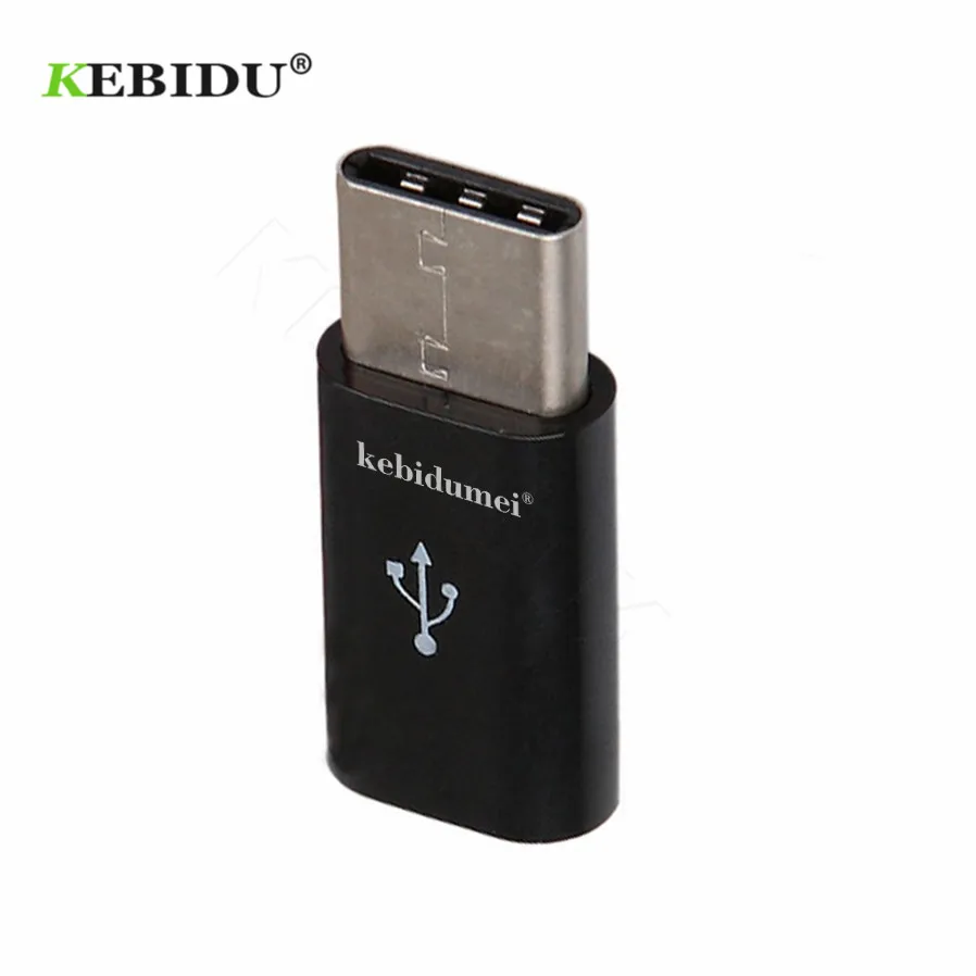 Kebidu mini USB-C USB 3,1 Мужской к Micro USB Женский конвертер тип-c конвертер для Macbook 1" oneplus2 для планшета и мобильного телефона - Цвет: Черный