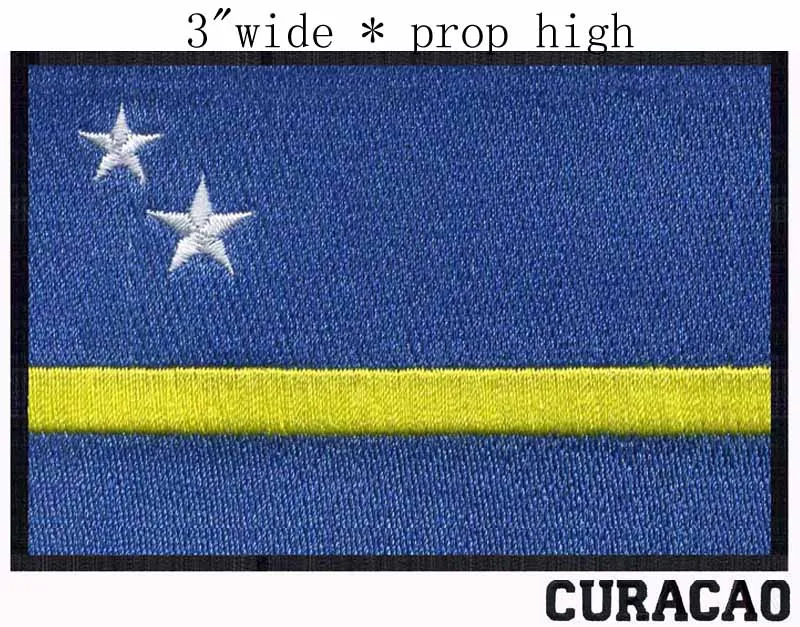 

Curacao, Flag 3"wide embroidery patch for blue fabric/full embroidery/two stars