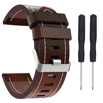 

For Garmin Fenix 5X / 5X Plus Vintage Leather Watch Strap Band Replacement Wristband Bracelet Watch Band With Tool For Quaitx 3
