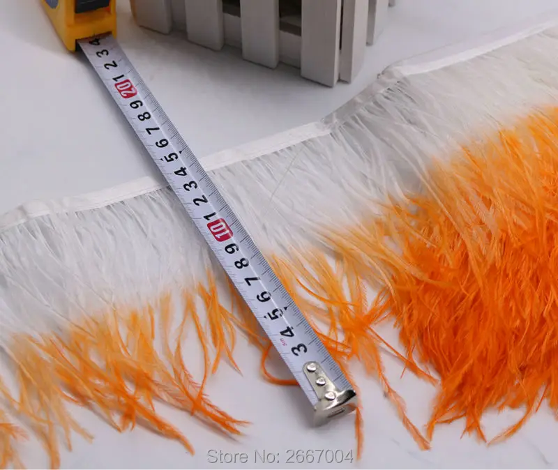 950.800 bicolor ostrich feather trim white and orange 5
