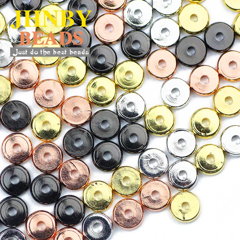 

JHNBY Coin Copper Spacer beads 8/6/4mm Rose Gold/Gun black Color Flat Round Loose beads for Jewelry bracelet making DIY Findings