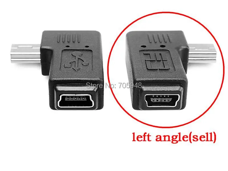 

90 degree left angle mini 5pin USB B male to female plug connector adapters