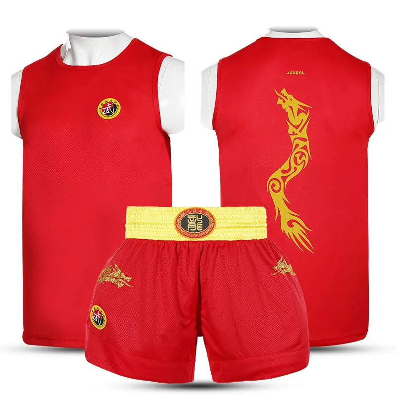 

JUDanL Golden Dragon Kids/Adults Men MMA Boxing Muay Thai Shorts Uniforms Trunks T Shirts Sanda Martial Arts Wushu Outfits DDE