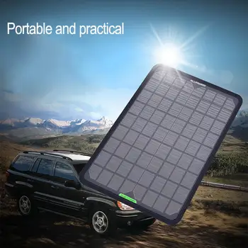 

18V 12V 10W Portable Solar Panel Battery Charger Maintainer Bundle With Cigarette Lighter Plug Solar Car Battery Charging Plate