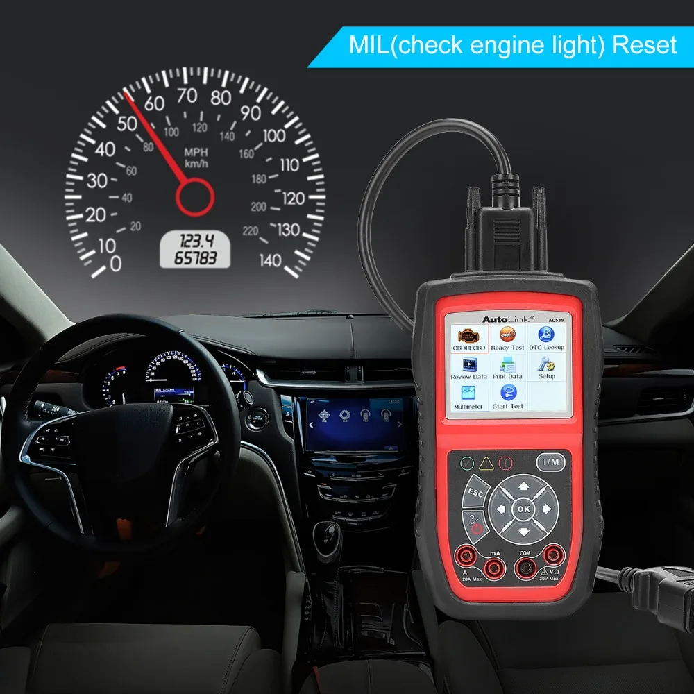 cheap car inspection equipment Autel AutoLink AL539 OBD2 Scanner LED AVOmeter Auto Code Reader Electrical Voltage Test AVO Meter Battery Tester Free Update buy car inspection equipment