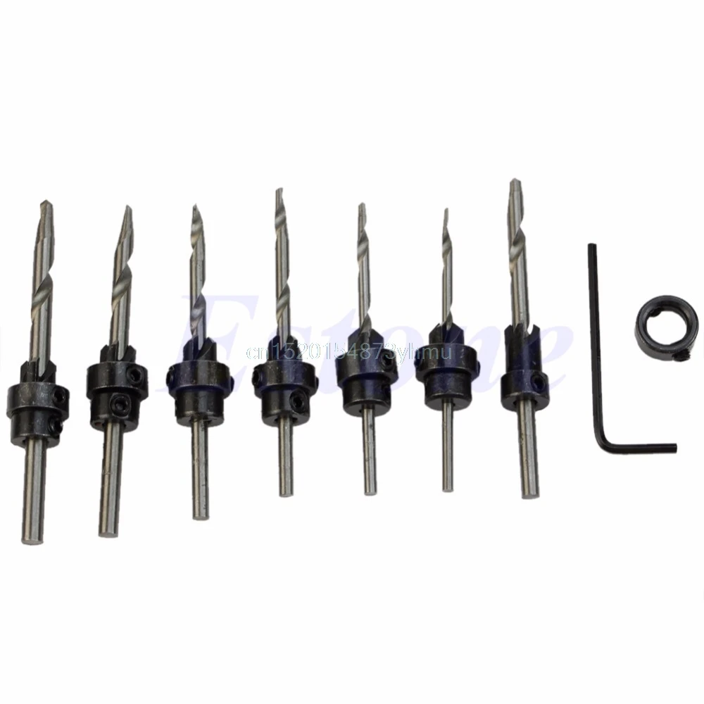 22Pcs Countersink Drill Bit Set Adjustable Depth Stop Collars