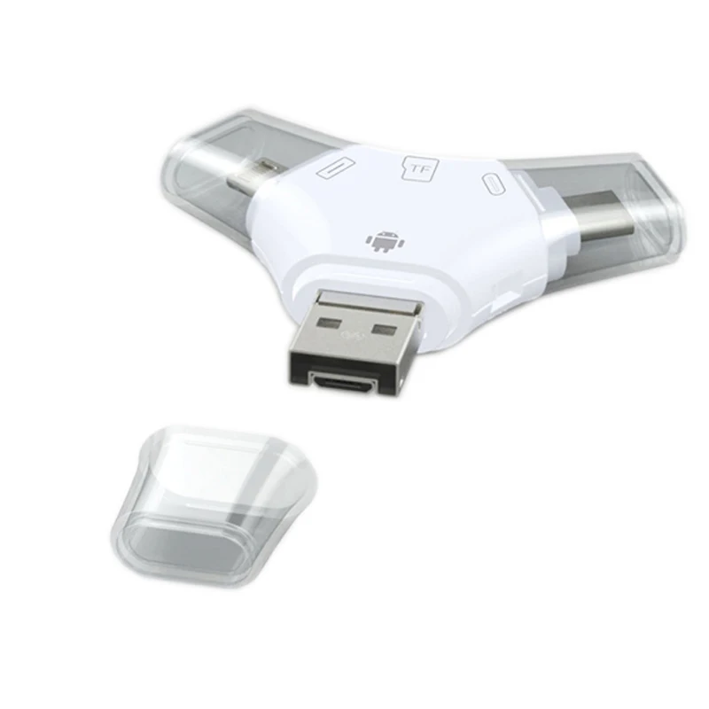 Deepfox 4 в 1 Тип-c/Lightning/Micro USB/USB 2,0 Порты и разъёмы Card Reader Micro SD OTG Картридер для Android iPad/iPhoneX Reader