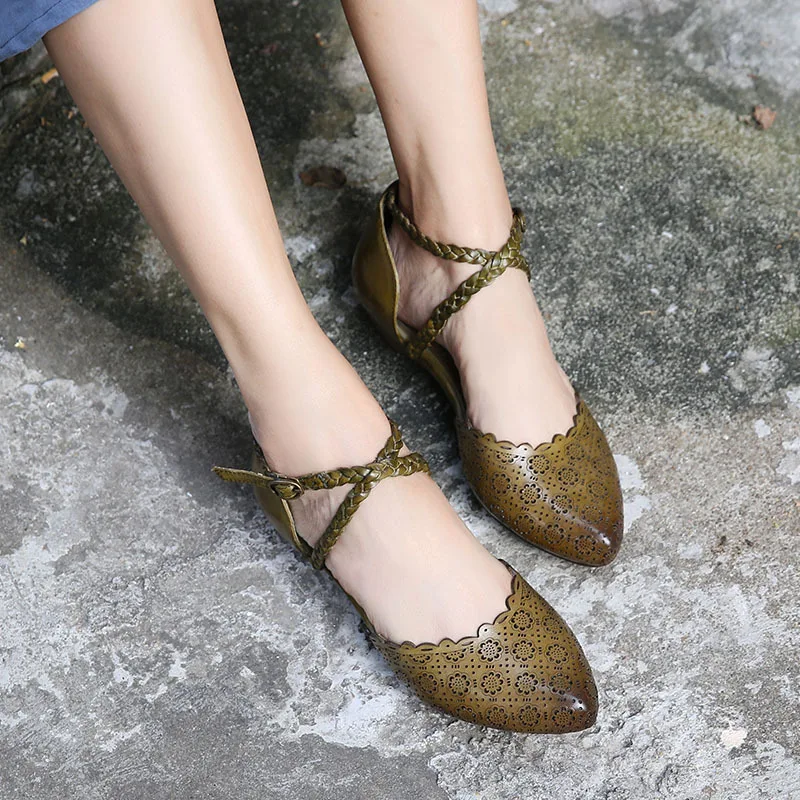 

2019 comfortable leather women sandals pointed toe summer ladies casual shoes low heels