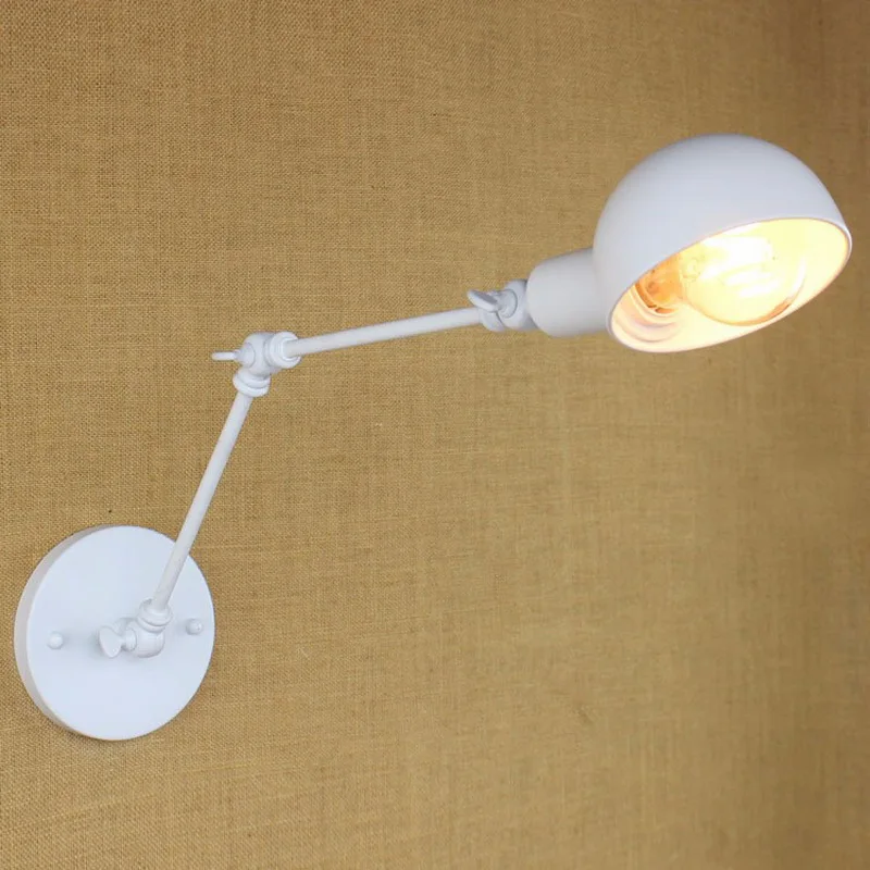 

Simple & Modern White Wall Lamp Industrial Vintage Matel Loft Foldable Swing Arm Dining Room Hallway Wall Light Free Shipping