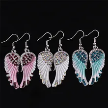 1 пара, модные Романтические голубые, белые, розовые цвета, серьги с крыльями ангела для женщин, изящный драгоценный подарок