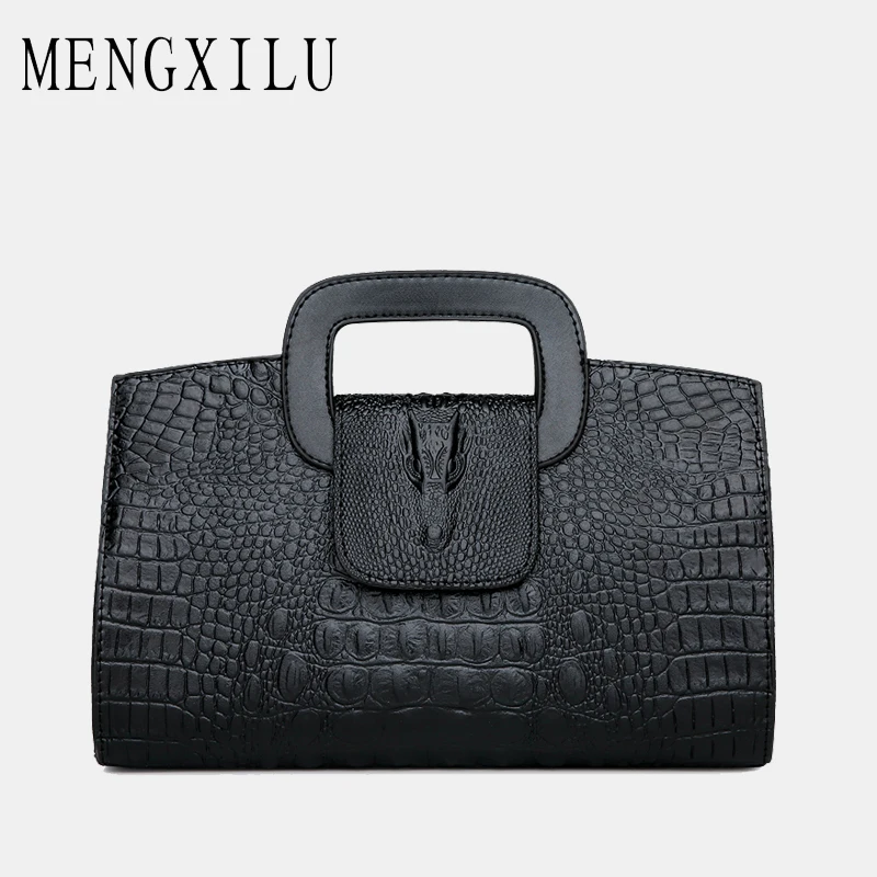 

MENGXILU Designer Bag Women Leather Handbag Women's Business Bags Crossbody Crocodile Pattern High Quality Ladies Tote Bag 2018