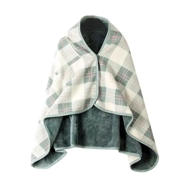 Multifunctional Wearable Plaid Blanket Hygroscopic Warm Flannel Shawl