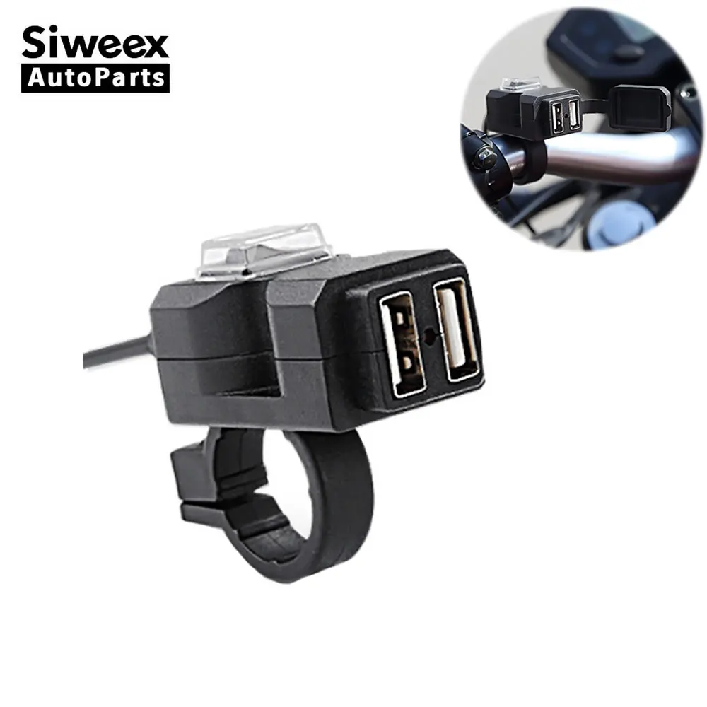 

Motorcycle Universal Mobile Phone Dual USB Interface Charger Waterproof Switch 12V Use For Handlebar Mirror Holder