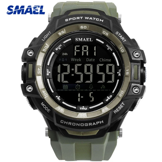 SMAEL Relogio военные спортивные мужские часы новые цифровые S Shock брендовые Роскошные модные мужские s водонепроницаемые наручные часы Relojes Hombre - Цвет: ArmyGreen