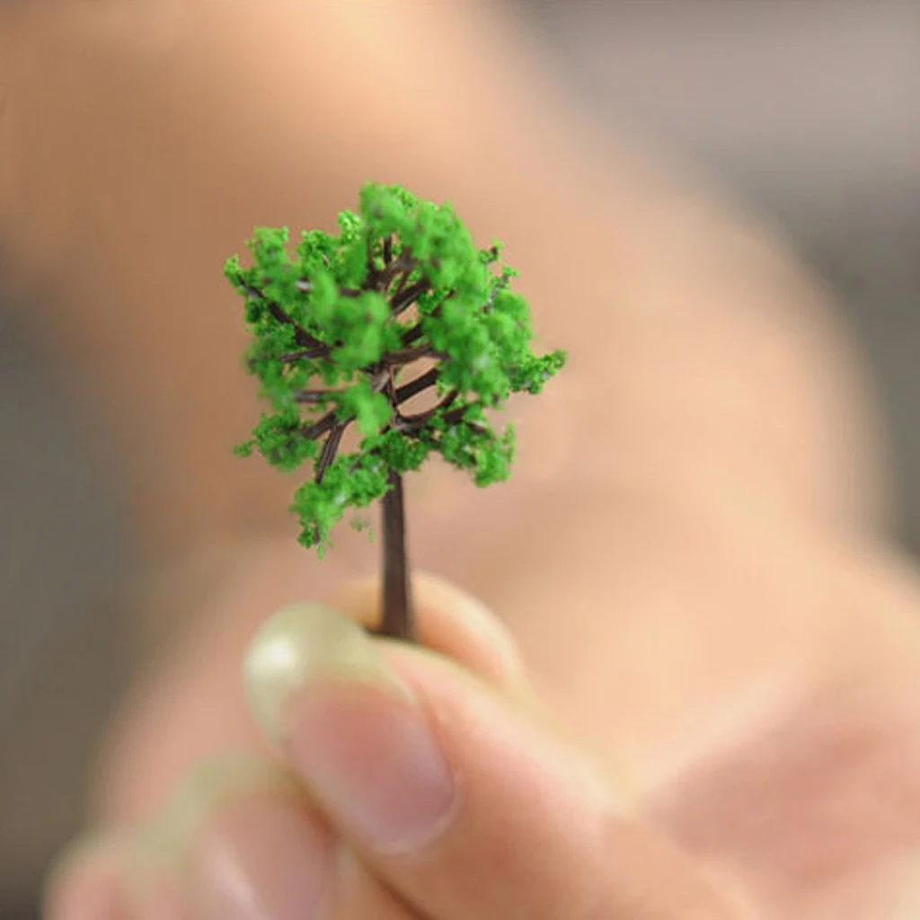 Miniature Trees Leaves Foliage Model Landscape DIY for Kids Children Play - Dark Green & Light Green