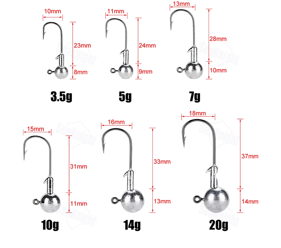 SeaKnight SK01/SK02 свинцовая головка джиг рыболовные крючки 3,5 г 5 г 7 г 10 г 14 г 20 г джиг Крючки для мягкой рыбалки приманки рыболовные снасти
