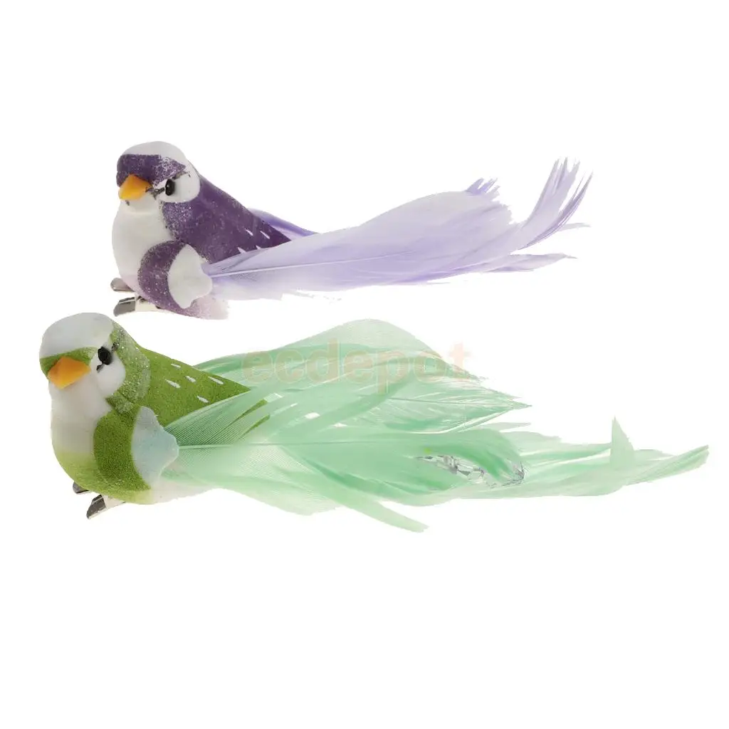 2pcs Artificial Birds Feather Foam Simulation Birds Home Decor