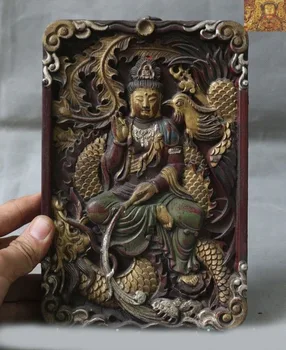 

wedding decoration China Buddhism Old Wood carve Dragon Phoenix Kwan-Yin Bodhisattva Tangka Thangka
