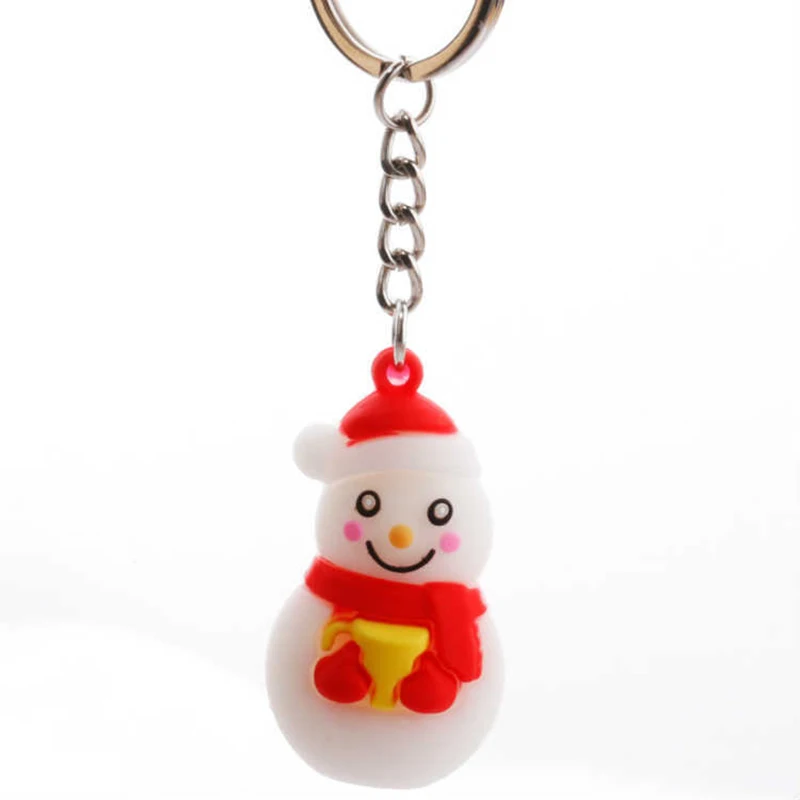 Симпатичные ПВХ силиконовые Санта Клаус Снеговик Олень Брелоки держатель ключей рождественские подарки женские аксессуары для машины, сумки кольцо для ключей - Цвет: Snowman